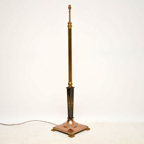 Antique French Brass, Copper & Steel Adjustable Floor Lamp