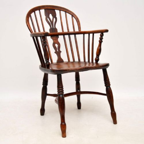 Antique Period Solid Elm Windsor Armchair