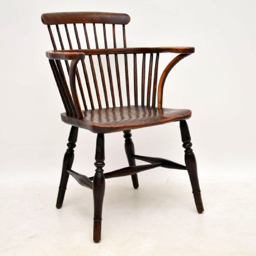 Antique Elm Spindle Back Windsor Chair