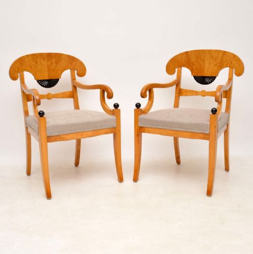 Pair of Antique Swedish Satin Birch Armchairs