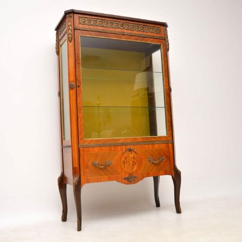 Antique Swedish Inlaid Marquetry Display Cabinet