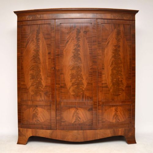 Large Antique Edwardian Inlaid Mahogany Wardrobe