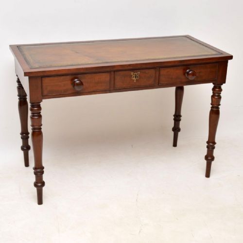 Antique Victorian Mahogany Leather Top Writing Table