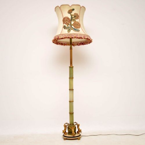 Antique French Gilt Metal & Onyx Floor Lamp