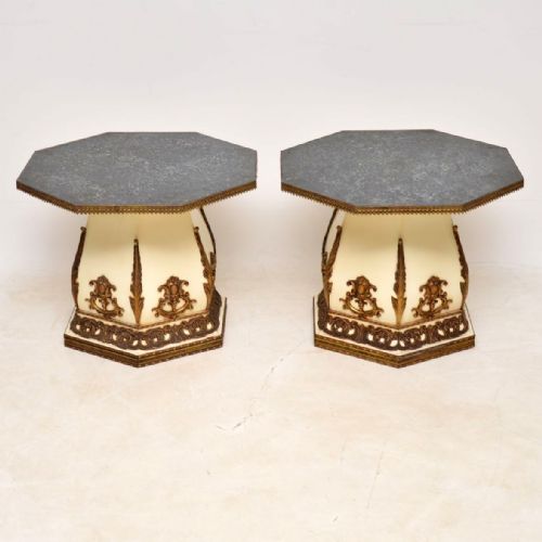 Pair of Antique French Faux Marble Side Tables
