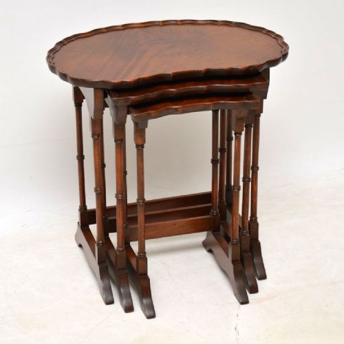 Antique Mahogany Kidney Shaped Nest of Three Tables