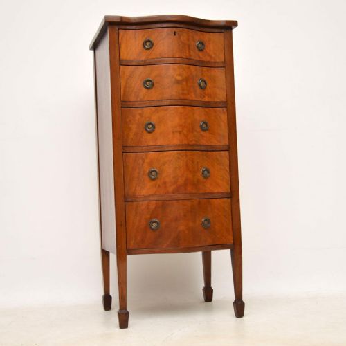 Antique Edwardian Serpentine Mahogany Chest of Drawers