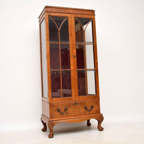 Antique Burr Walnut Display Cabinet
