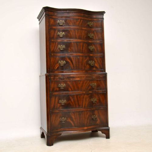 Antique Flame Mahogany Chest on Chest
