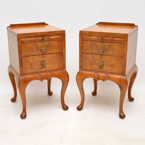 Pair of Antique Walnut Bedside Cabinets