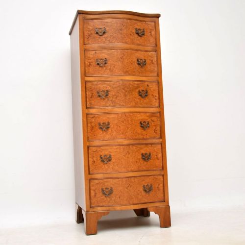 Antique Burr Walnut Serpentine Chest of Drawers