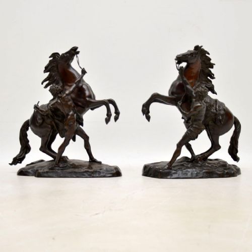 Pair of Antique 19th Century Bronze Sculptures by Guillaume Coustou