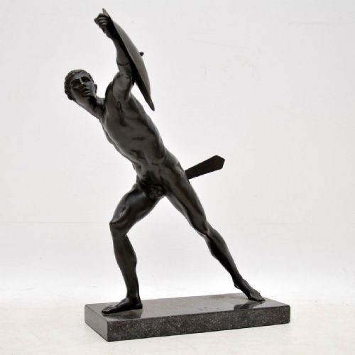 Antique Neo-classical Greek Warrior Bronze Sculpture