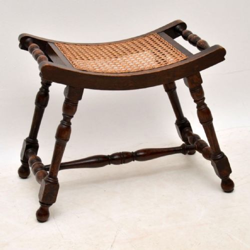 Antique Oak & Cane Stool