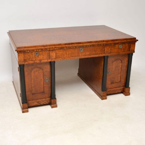 Large Antique Swedish Satin Birch Desk