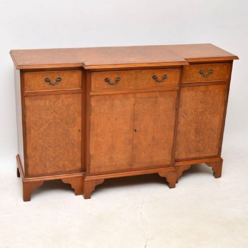 Antique Burr Maple & Walnut Breakfront Sideboard