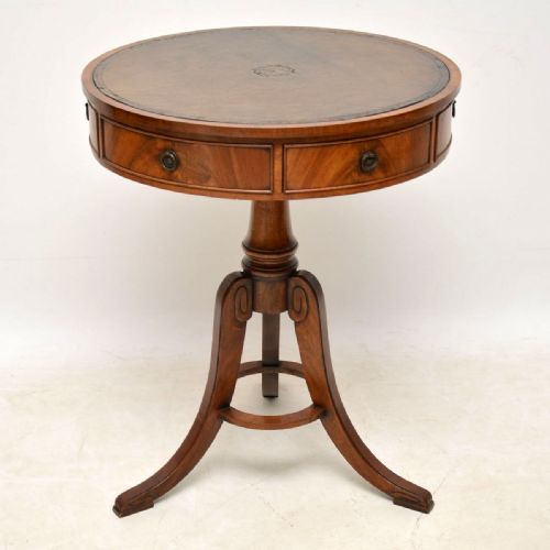Antique Mahogany Leather Top Drum Table