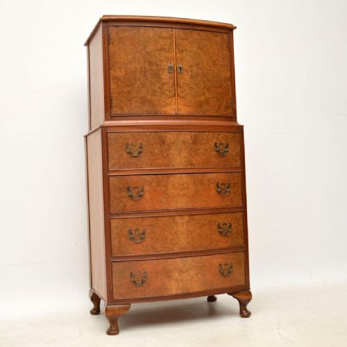 Antique Burr Walnut Cabinet on Chest