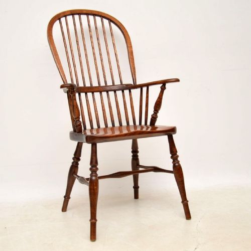Antique Victorian Solid Elm Windsor Armchair