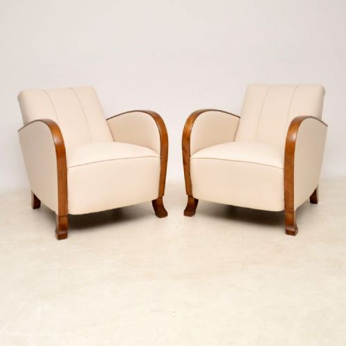 Pair of Swedish Satin Birch Art Deco Armchairs