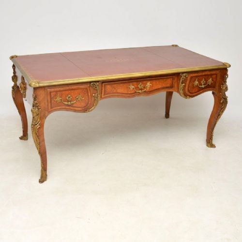 Large Antique French Gilt Bronze Mounted Kingwood Desk