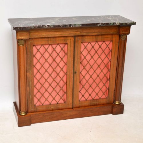 Antique Regency Marble Top Rosewood Cabinet