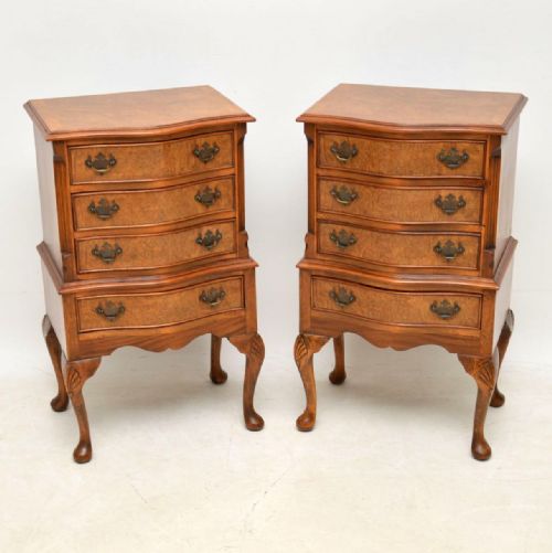 Pair of Antique Burr Walnut Bedside Chests