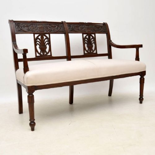 Antique Victorian Carved Mahogany Settee
