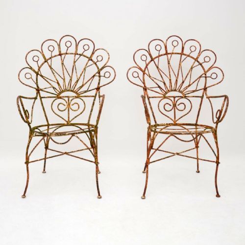 fig 1. Antique Wrought Iron Garden Bench , Chairs & Table