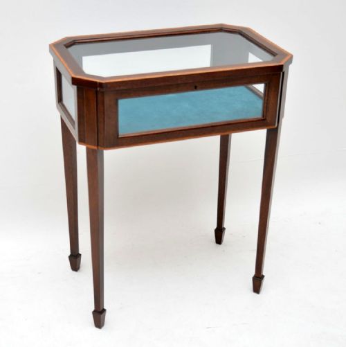 Antique Edwardian Inlaid Mahogany Bijouterie Display Table