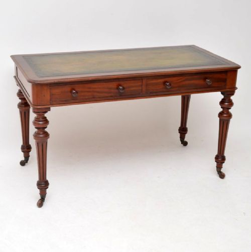 Antique Victorian Mahogany Leather Top Writing Table