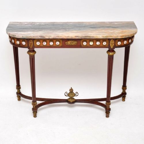 Antique French Marble Top Console Side Table
