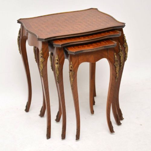 Antique French Inlaid Parquetry Nest of Three Tables
