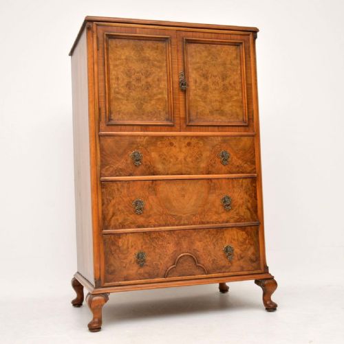Antique Burr Walnut Cabinet on Chest