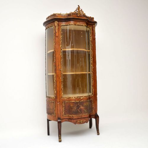 Antique French Ormolu Mounted Painted Vitrine Display Cabinet
