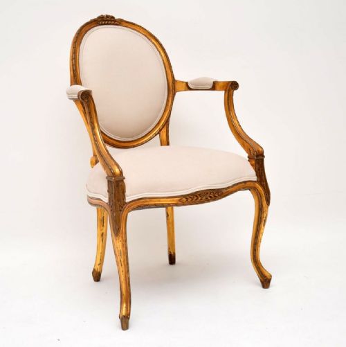 Antique French Gilt Wood Salon Armchair