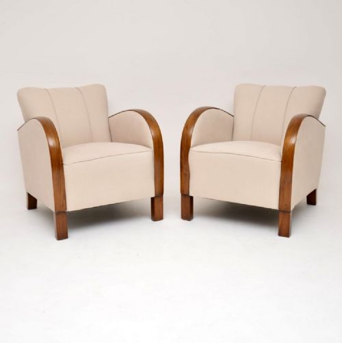 Pair of Swedish Art Deco Satin Birch Armchairs