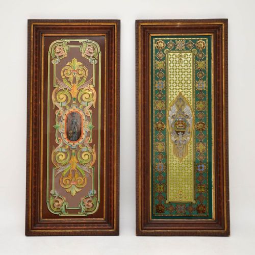 Pair of Antique Art Nouveau Decorative Mirrors or Glass Panels