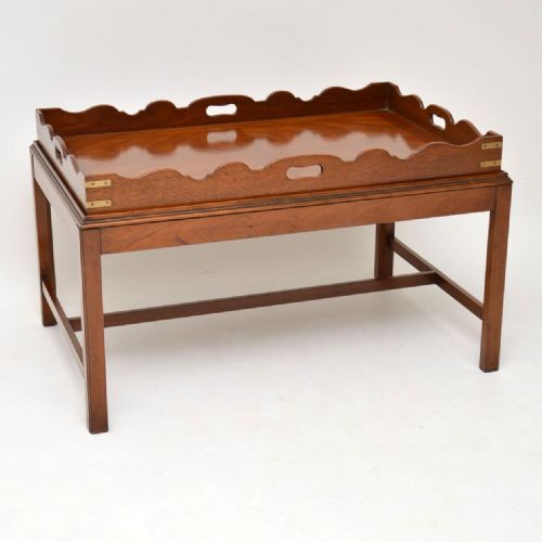 Antique Georgian Style Mahogany Tray Top Coffee Table