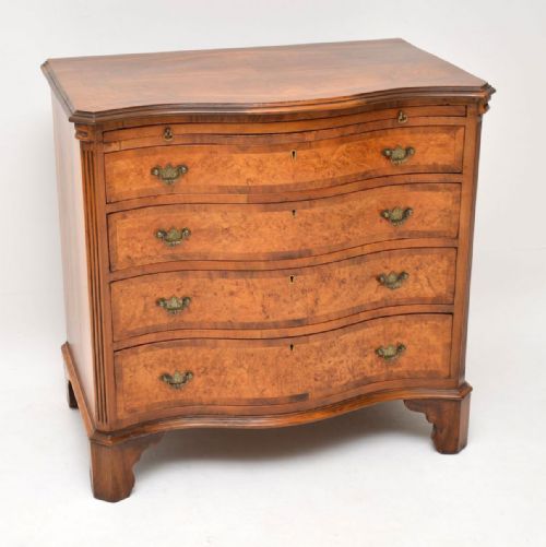 Antique Serpentine Fronted Burr Walnut Chest of Drawers