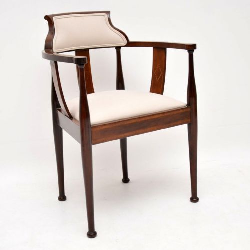 Antique Edwardian Inlaid Mahogany Armchair