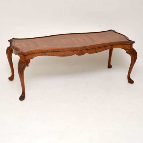 Antique Queen Anne Style Burr Walnut Coffee Table