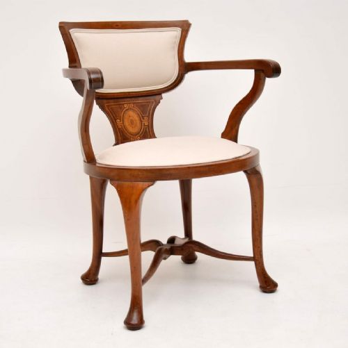 Antique Edwardian Inlaid Mahogany Armchair