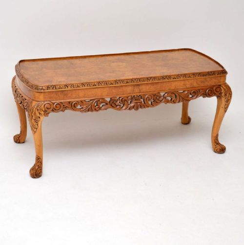 Antique Queen Anne Style Carved Walnut Coffee Table