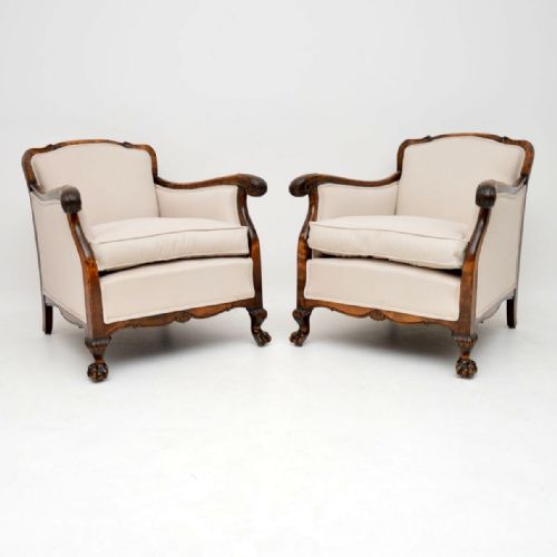 Pair of Antique Swedish Satin Birch Armchairs