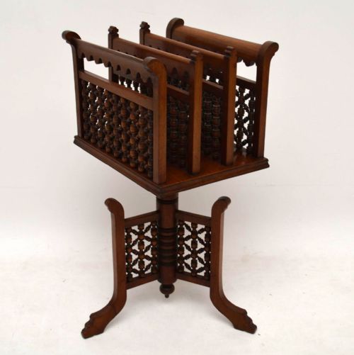 Antique Victorian Mahogany Revolving Canterbury