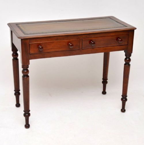 Antique Victorian Mahogany Leather Top Writing Table