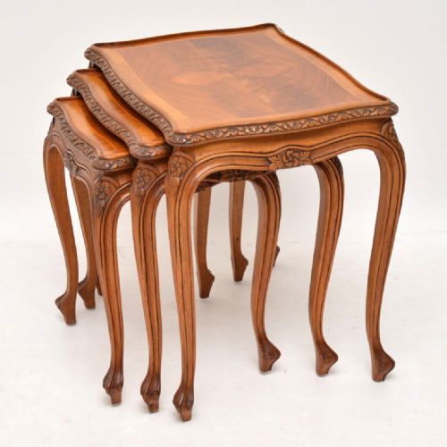 Antique French Walnut Nest of Three Tables