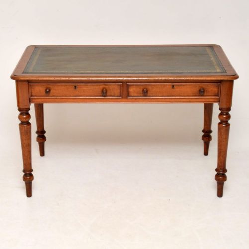 Antique Victorian Mahogany Leather Top Writing Table