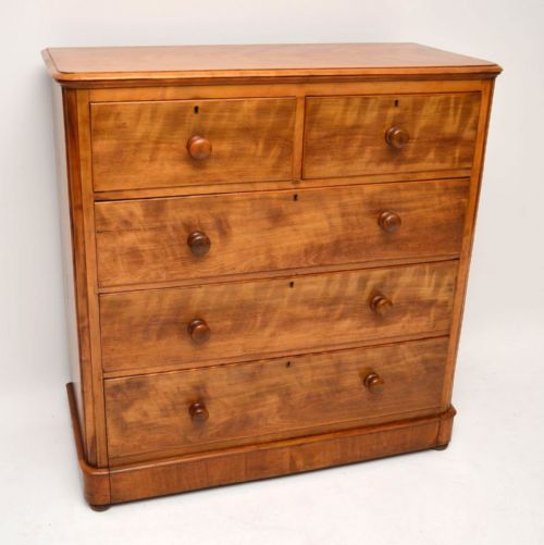 Large Antique Victorian Satin Birch Chest of Drawers